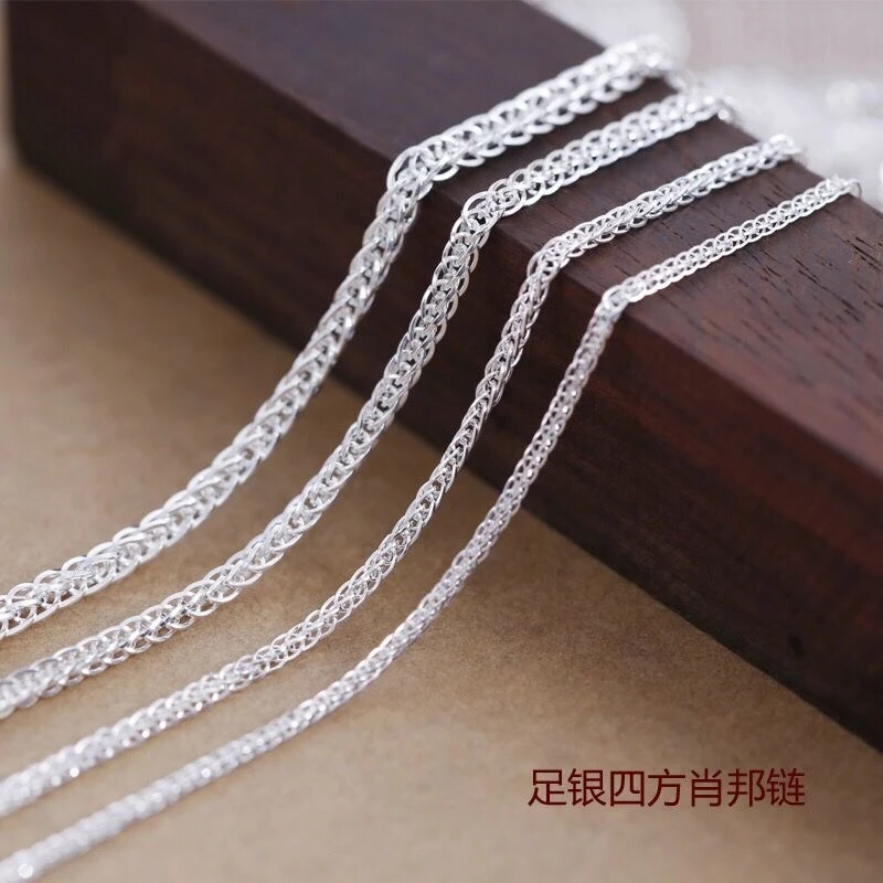 链子足银 银制品足银简约肖邦链经典时尚百搭加粗加厚999足银项链