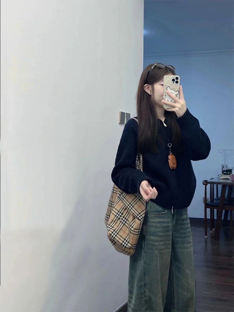 2024新款秋冬穿搭一整套针织毛衣百搭牛仔裤两件套装小个子休闲风