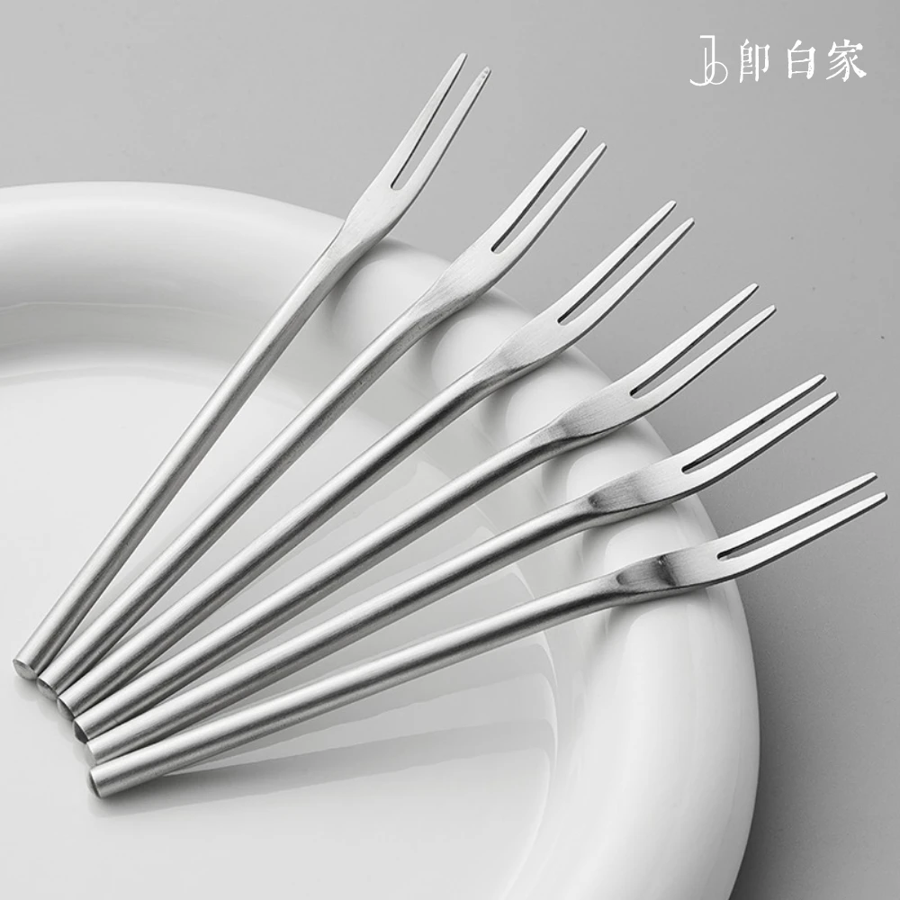 【即白福利9.9元/4支】日式高颜值水果叉实心304不锈钢点心叉搅拌勺