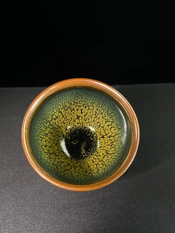 建窑建盏绿鹧鸪束口主人杯茶具家用铁胎原矿品茗杯