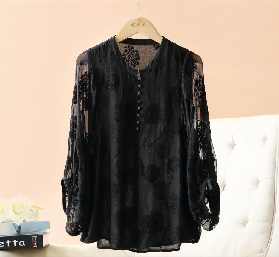 【DuShang】真丝桑蚕丝蒲公英重工刺绣上衣W97365S