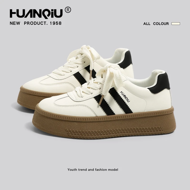 环球厚底德训鞋女款2025年春秋新款增高百搭运动鞋子秋季休闲板鞋