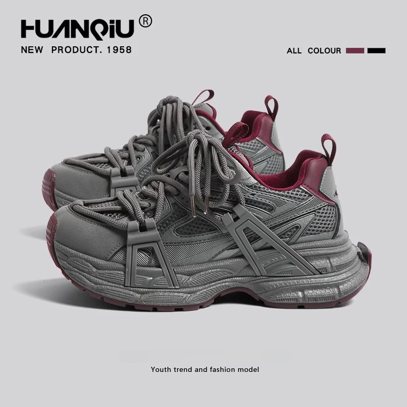 环球厚底老爹鞋女2025秋季新款复古拼色百搭增高显脚小休闲运动鞋