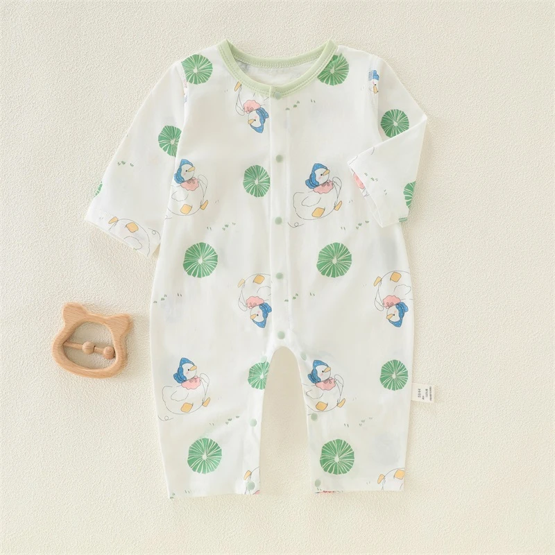睡衣婴儿宝宝连体衣新生儿薄款女宝儿童透气长袖男童幼儿纯棉春夏