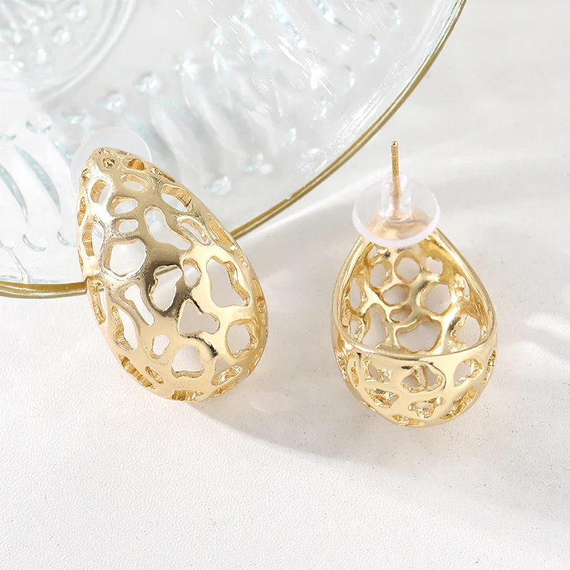 钛钢耳饰 金色时尚简约百搭气质轻奢镂空设计耳环精致朱莉娅RH612