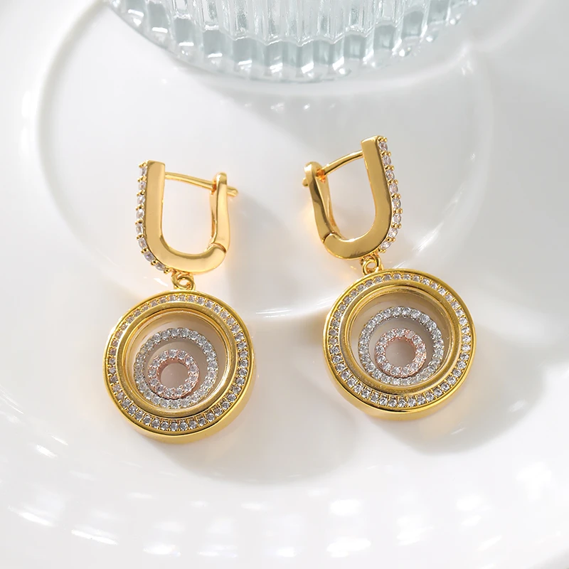 钛钢耳饰 饰品耳扣时尚百搭轻奢气质精致镶钻灵动耳环朱莉娅RH654