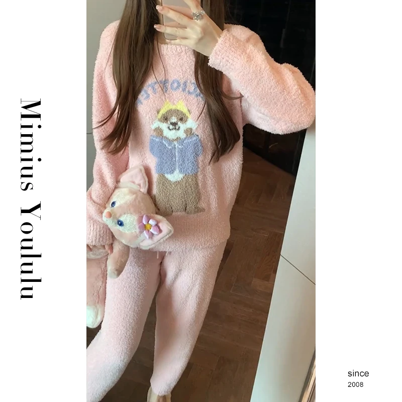 【mimius】七七 露丝同款～卡通图案半边绒睡衣家居服 WF10016
