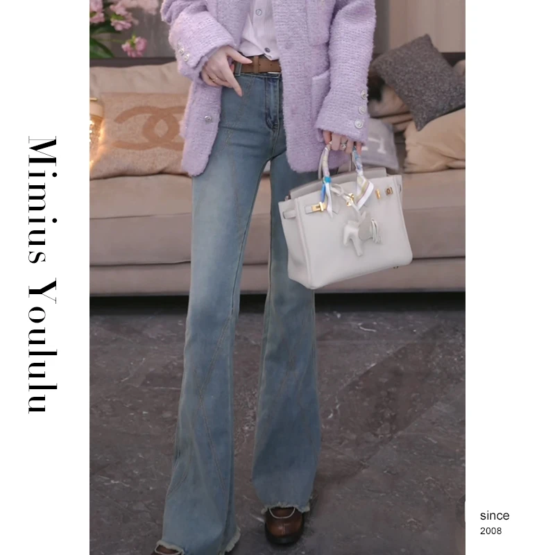 【mimius】七七 两粒扣高弹紧身喇叭牛仔裤 WF07002