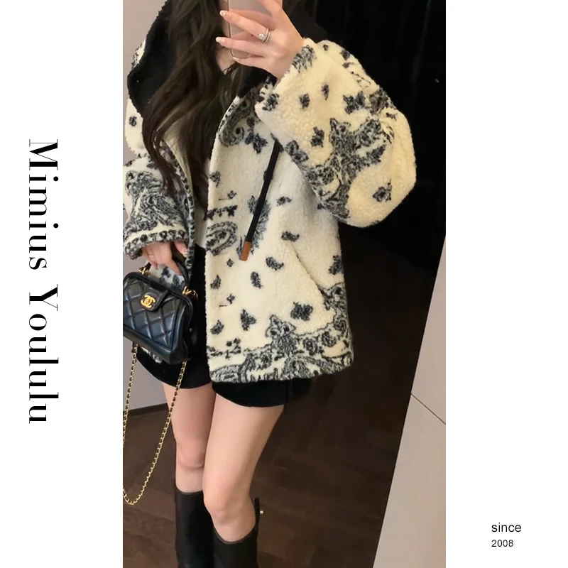 【mimius】&B游鹿鹿 腰果花变形虫连帽宽松加厚外套 汉服 F12156