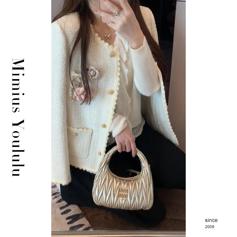 【mimius】七七 香颂～粗花呢羊 毛小香外套（送2个胸针） F09049