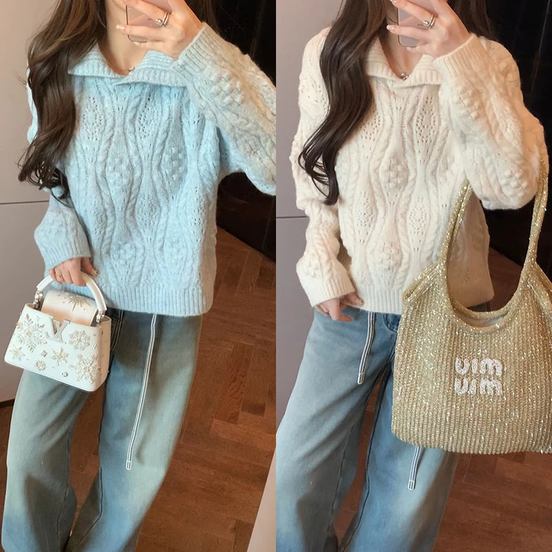 【mimius】七七 小清新娃娃领麻花绞花套头毛衣 汉服 WF11152