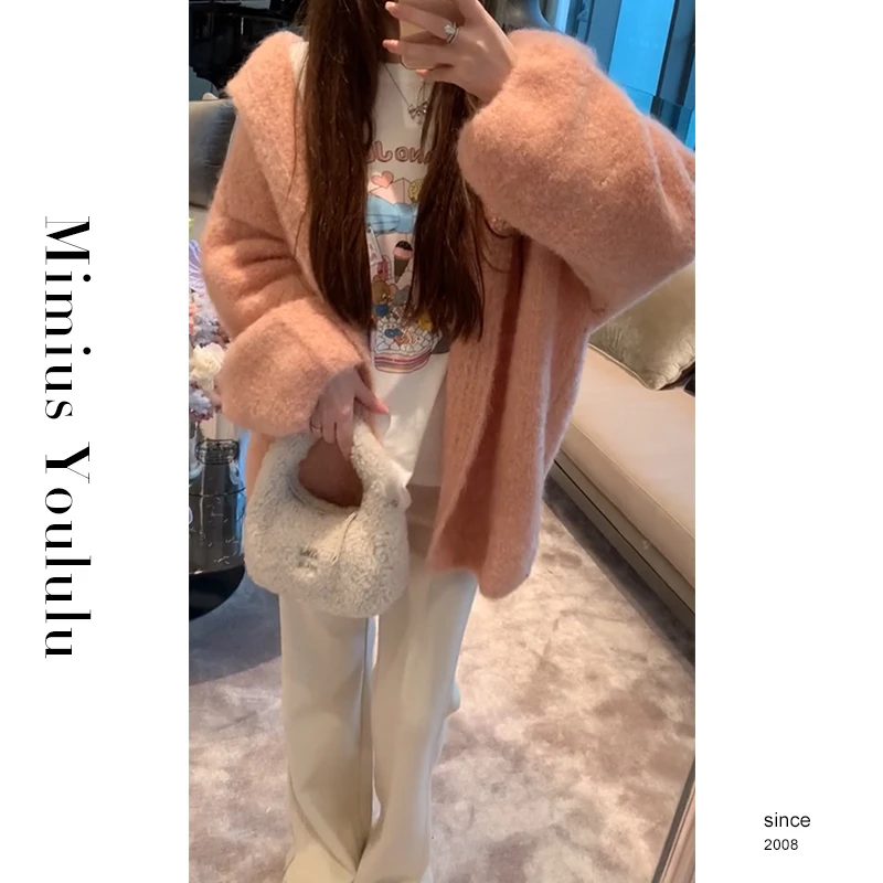 【mimius】七七 马海毛混纺软糯灯笼袖连帽开衫冬装上新 WF10057