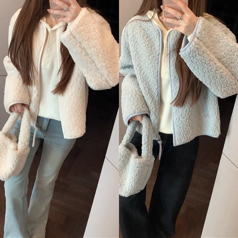 【mimius】喵喵 淡颜系～皮毛一体毛毛外套+手提包包 F10198