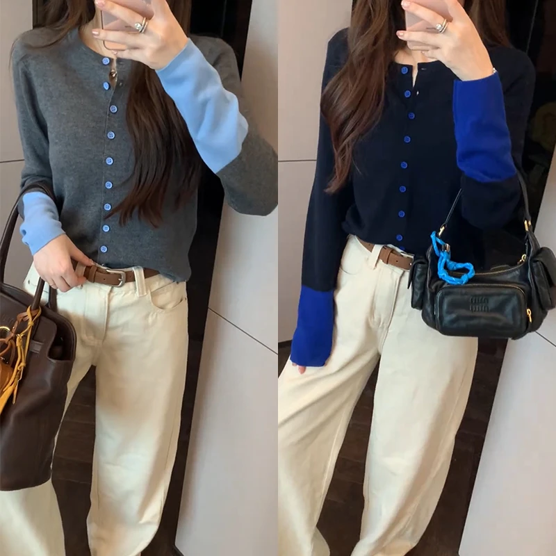 【mimius】七七 女神新衣～高级感通勤撞色羊毛针织开衫WF09021