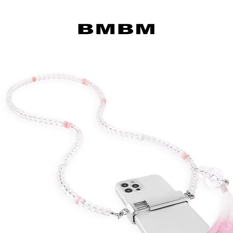 BMBM粉福禄 斜挎手机链新中式葫芦透明串珠手机背夹古风防丢挂链