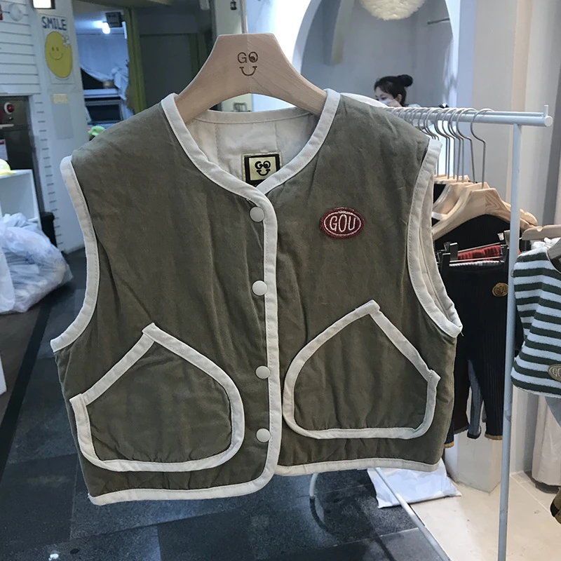 幼儿秋冬衣服婴儿棉马甲2023秋冬季新款男童宝宝外穿服撞色马甲