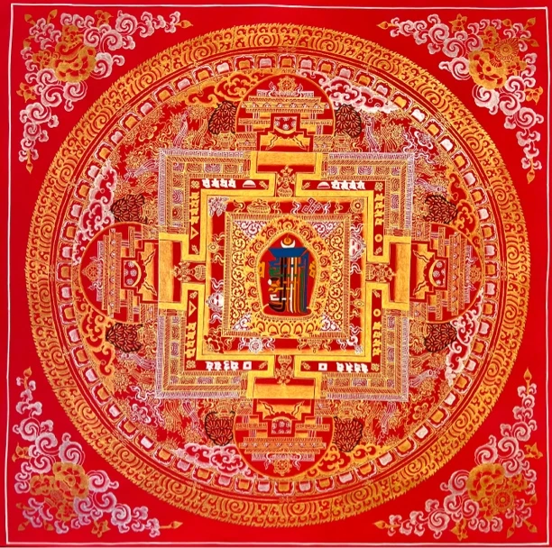 精品红金坛城手绘玄关茶室走廊装饰