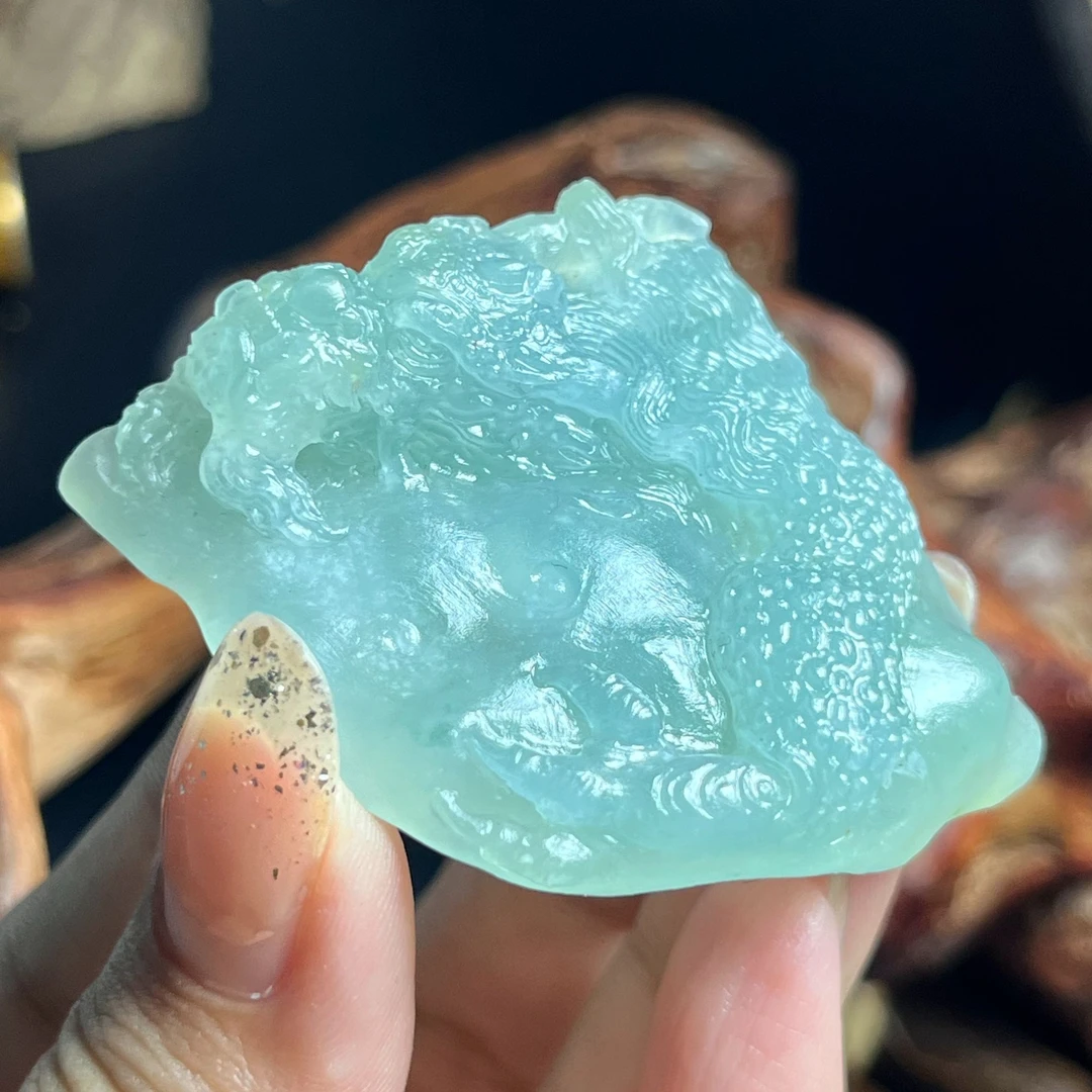 已结缘缅甸翡翠A货，冰胶大龙牌