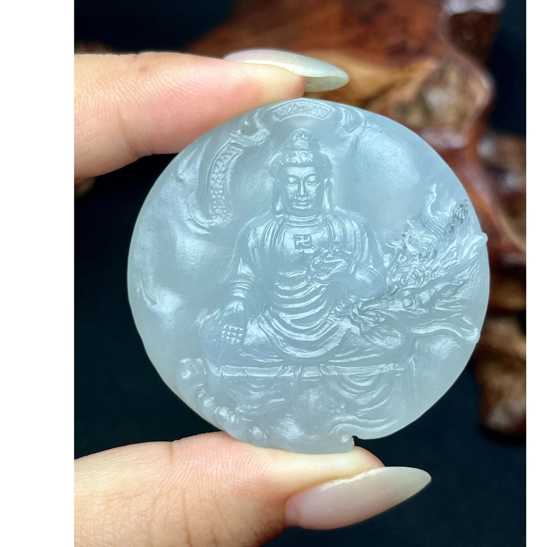 已结缘缅甸翡翠A货冰胶大日如来