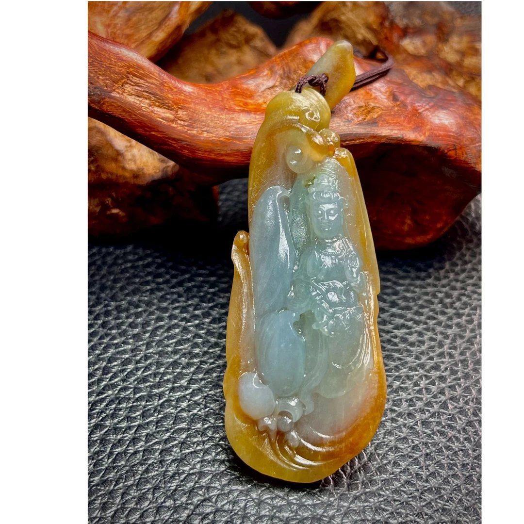 缅甸翡翠A货莲花观音