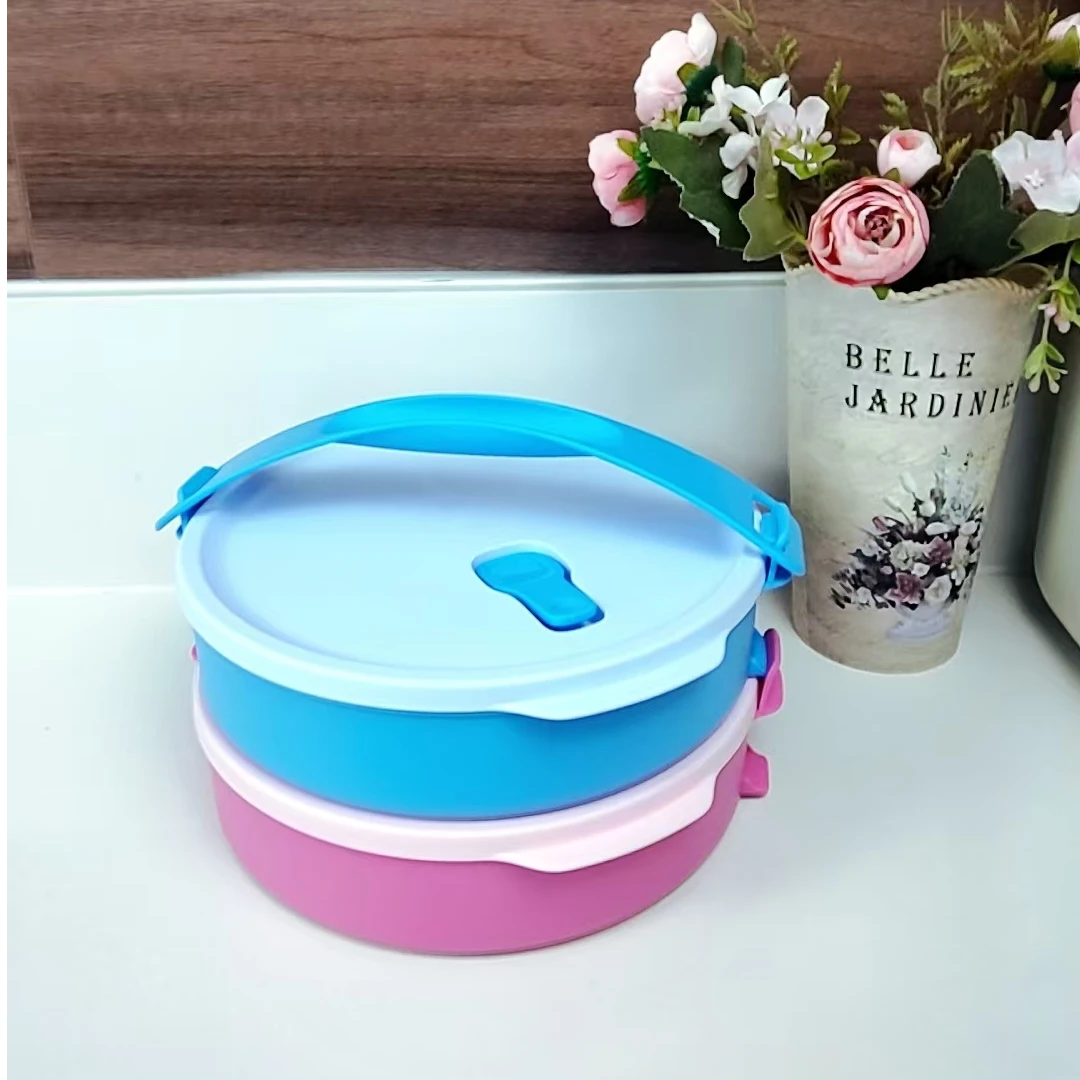 （外）880毫升可丽圆形便携手提饭盒/上班族/带盖/小型/