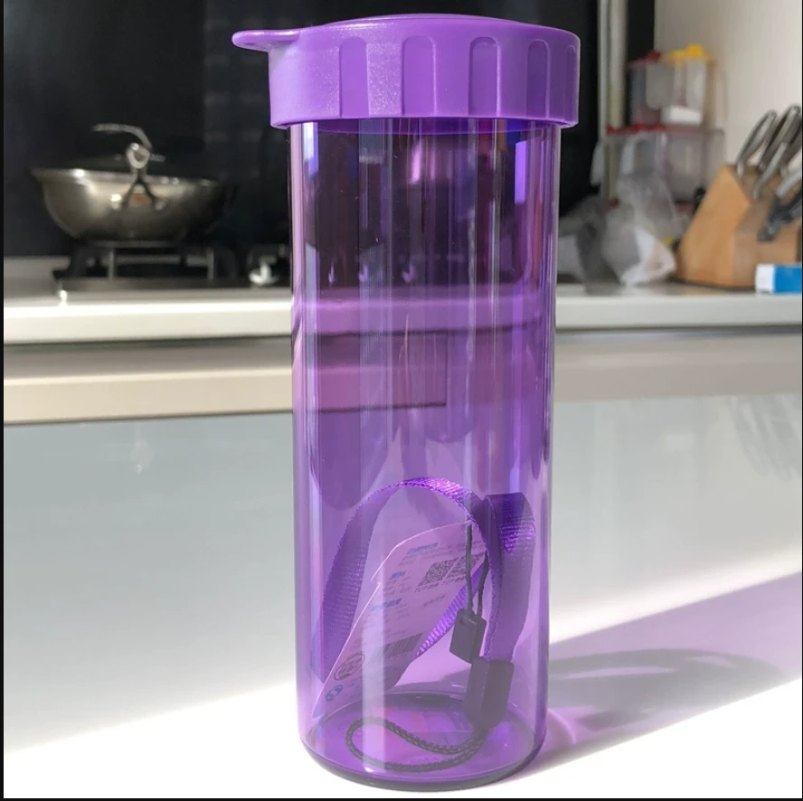 贵族紫色430毫升莹彩水杯/便携/防漏/塑料/随手杯/学生水杯/提绳