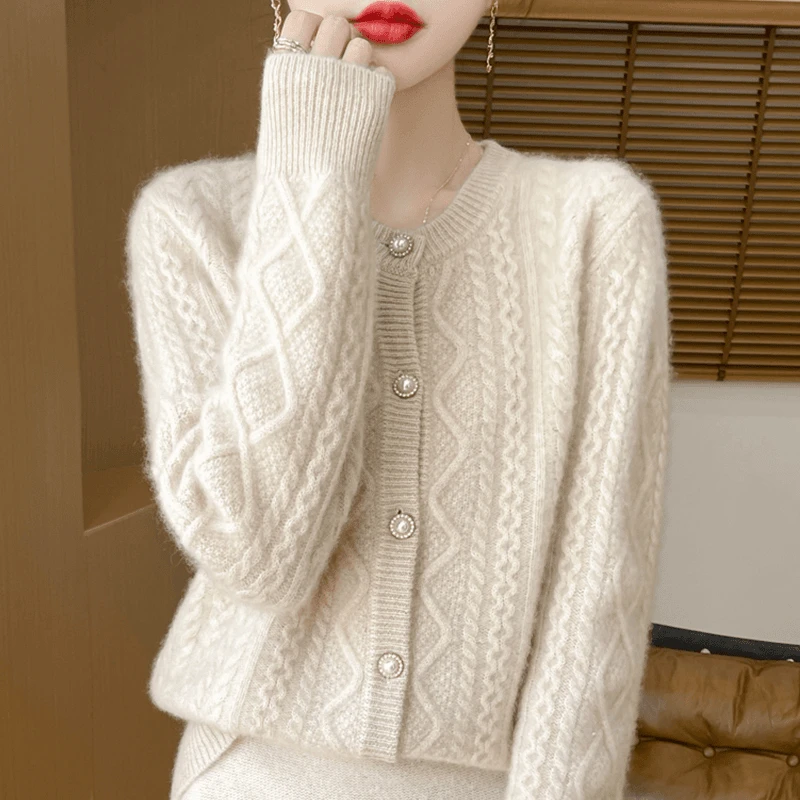 【GUZAI.JIA】重磅来了~~~450克3股七针加厚100%羊毛开衫毛衣外套