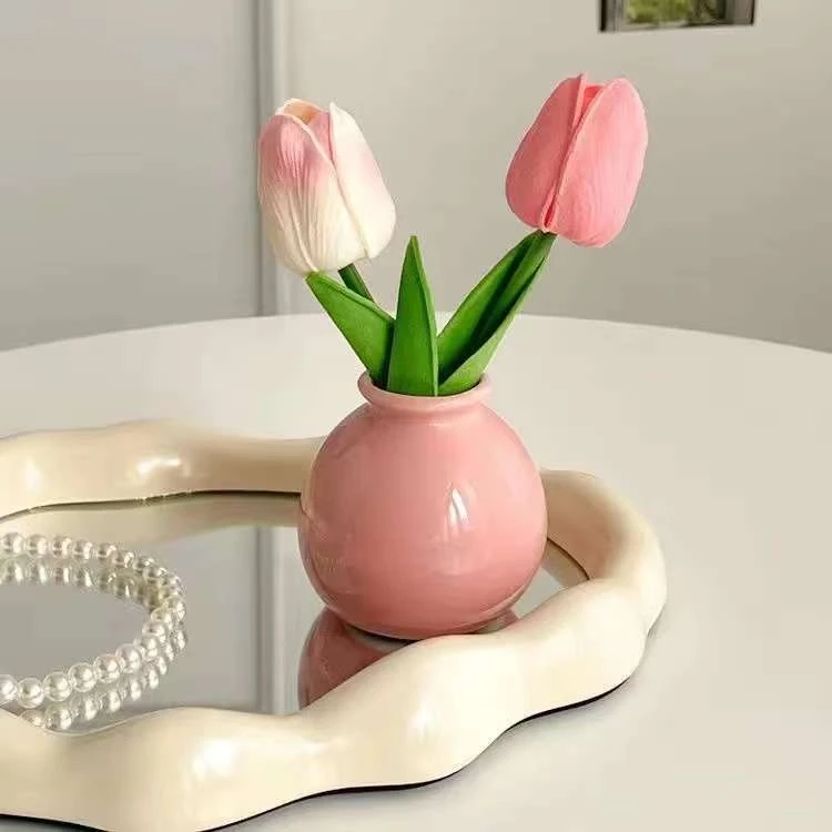郁金香小摆件家用家居装视摆件迷你花朵陶瓷瓶子摆件