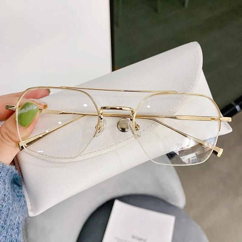 超轻半框近视眼镜框男款潮痞帅可配度数镜片眼睛架防蓝光斯文败类