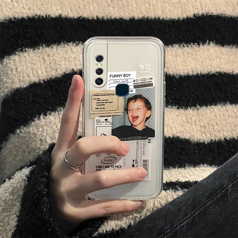 vivos1手机壳网红潮牌日韩哇哦男孩女孩小众透明全包防摔磨砂硅胶
