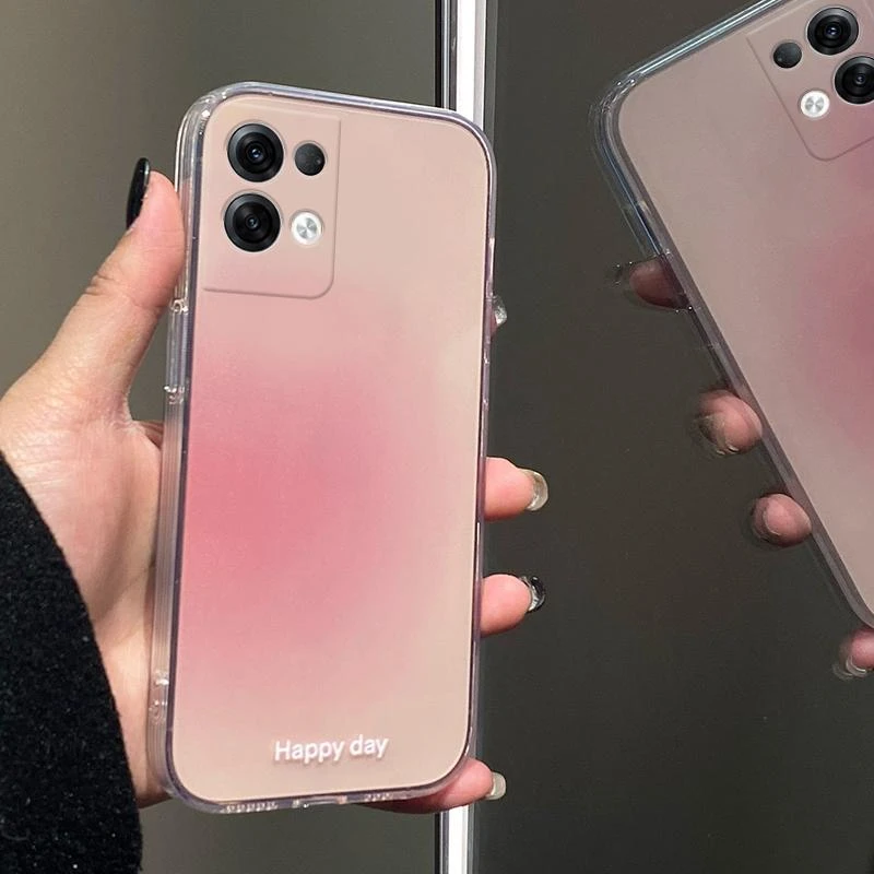 opporeno8pro+手机壳网红潮牌日韩网红ins少女粉腮红透明全包防摔