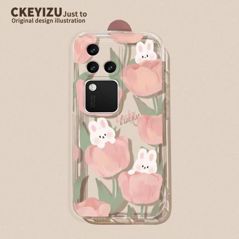 vivos18手机壳软花朵兔子透明防摔全包硅胶夏天新款轻薄全包防摔