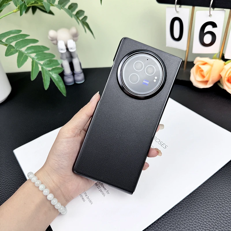 适用vivoxfold3手机壳新款超薄电镀素皮全包防摔潮牌网红个性外壳