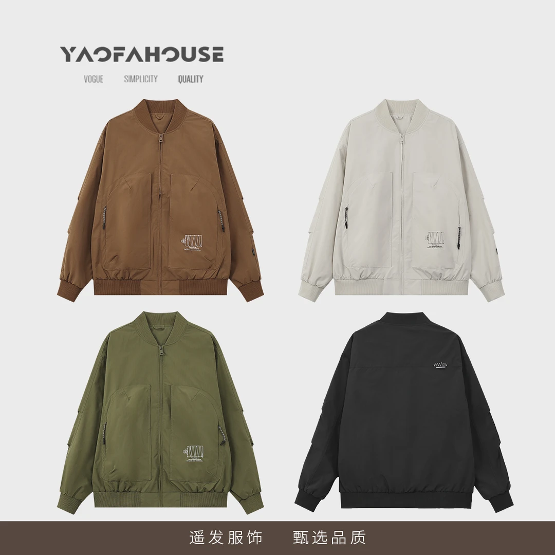 【美式飞行员情侣棒球服】遥发服装秋季新款棒球领休闲宽松夹克8861