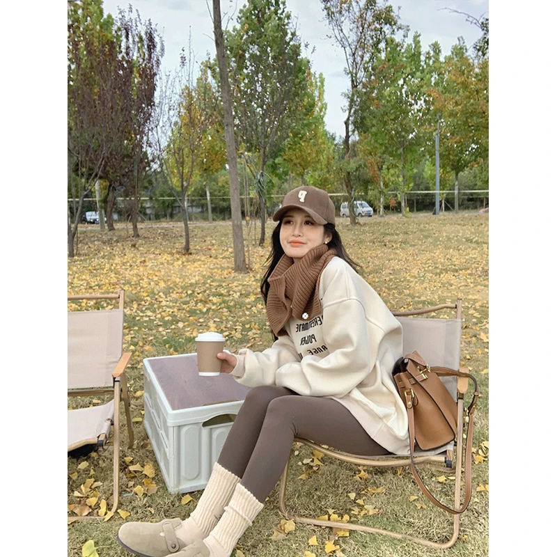 鲨鱼裤卫衣2023新款爆款秋冬款加绒加厚休闲套头圆领百搭宽松上衣