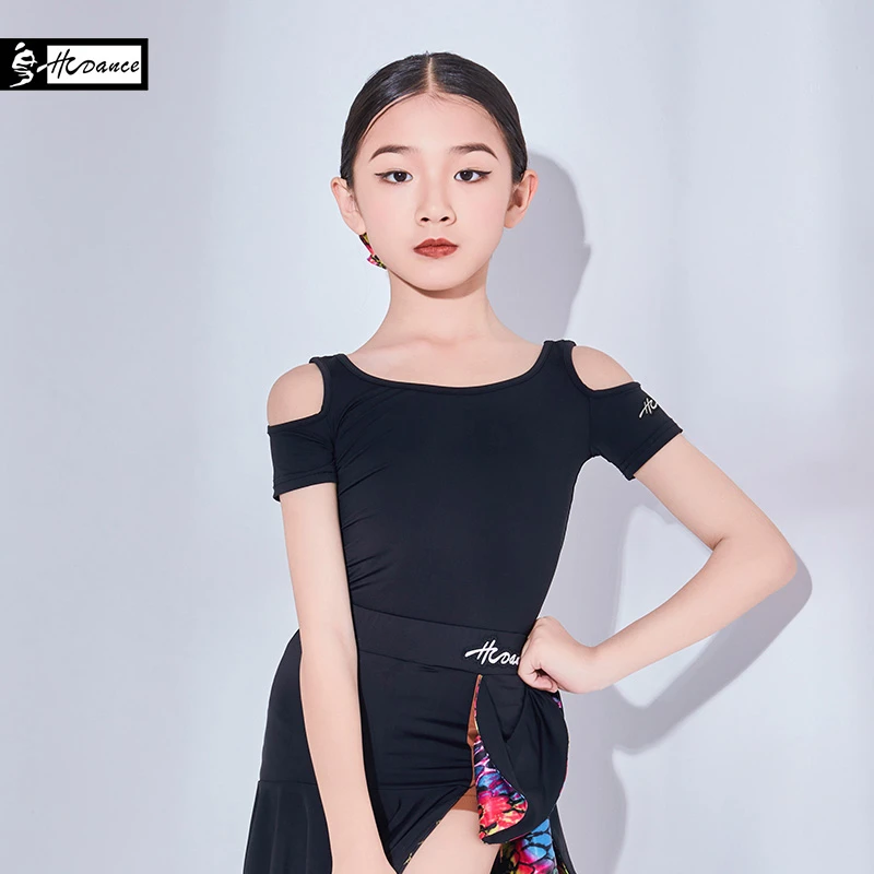 皇朝舞蹈儿童拉丁舞服新款短袖分体上衣女童舞蹈练功服夏季H6311