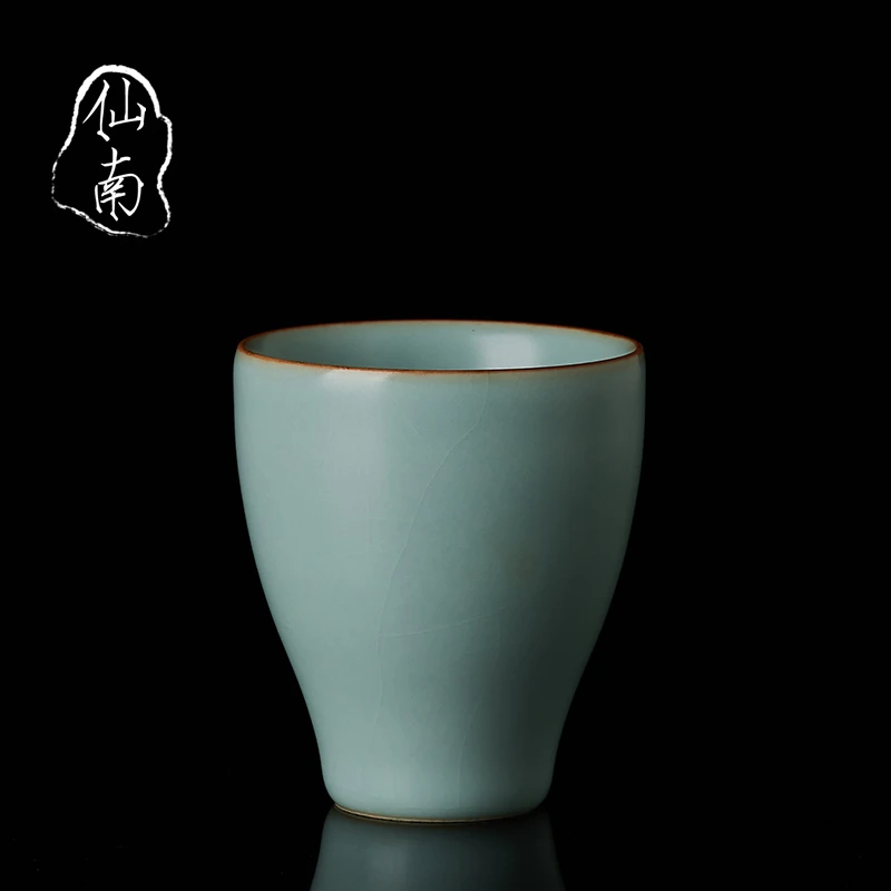 仙南汝窑茶杯主人杯开片冰裂天青色汝瓷茶杯功夫茶茶具手工陶瓷