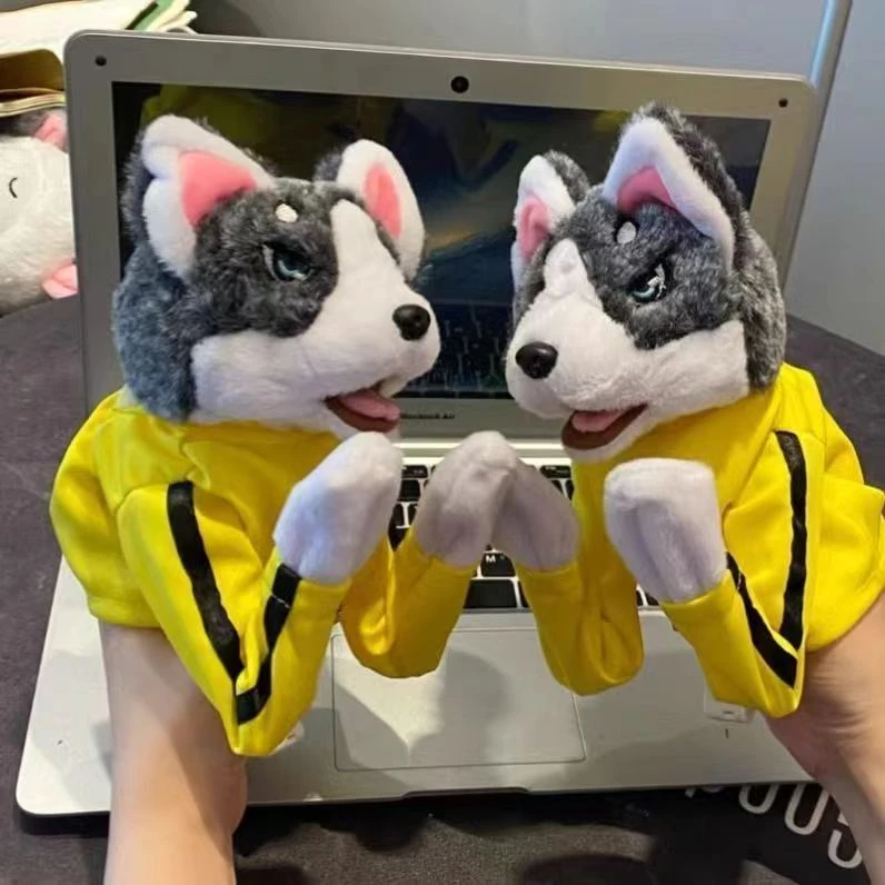 拳击大作战互动手偶毛绒动物玩具腹语手套表演布偶可发声手指玩偶