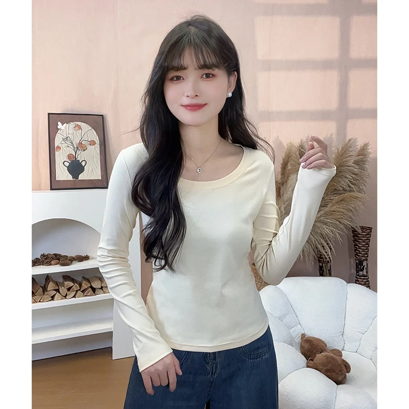 长袖圆领打底衫秋冬季修身显瘦女内搭长袖百搭上衣