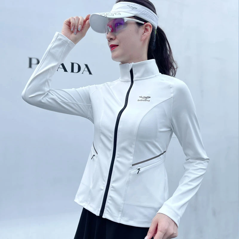 秋冬新款跑步反光跑步拉链女士立领百搭运动上衣瑜伽服短款长袖