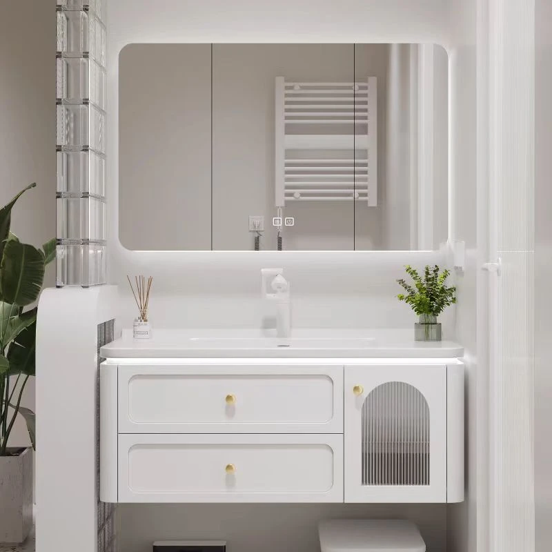 橡胶木烤漆浴室柜圆角盆洗漱盆洗脸台