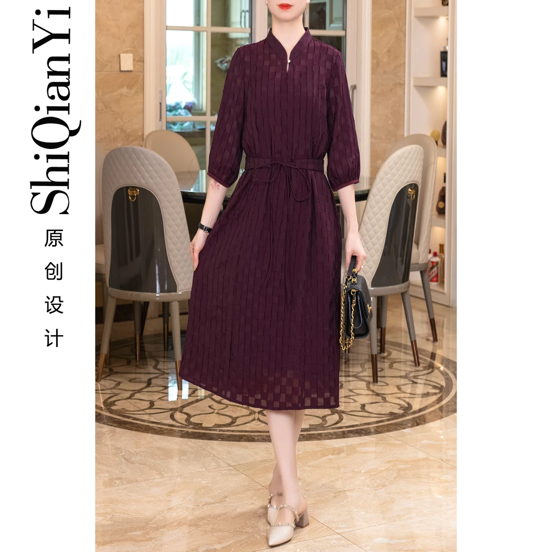 【诗千逸定制】春季时尚女装中式A1215女装连衣裙假两件修身复古