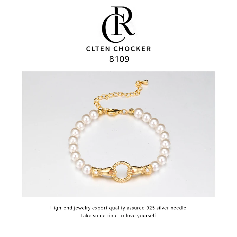 8109 双手握心珠珠手链手工小众简约时尚手链