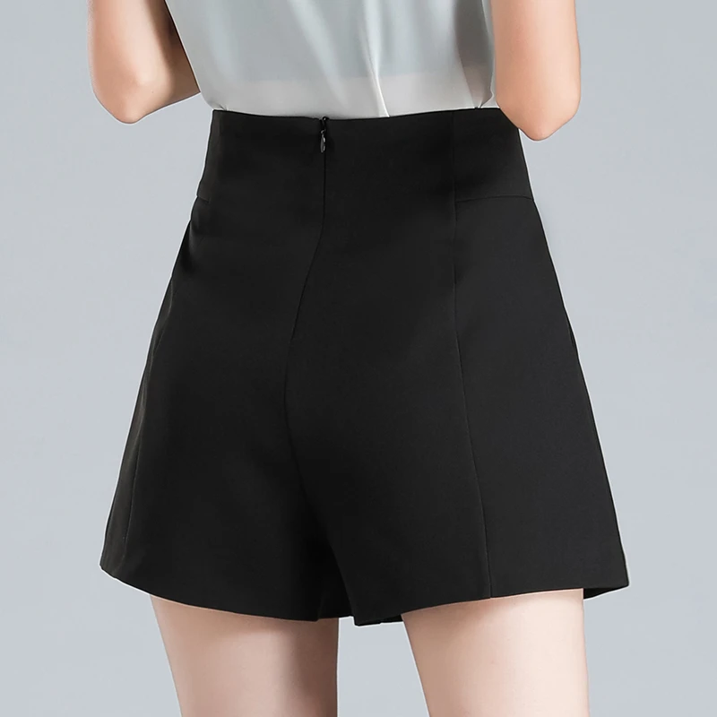 短裤女高腰2024新款黑色夏季休闲a字宽松显瘦阔腿外穿西装休闲裤