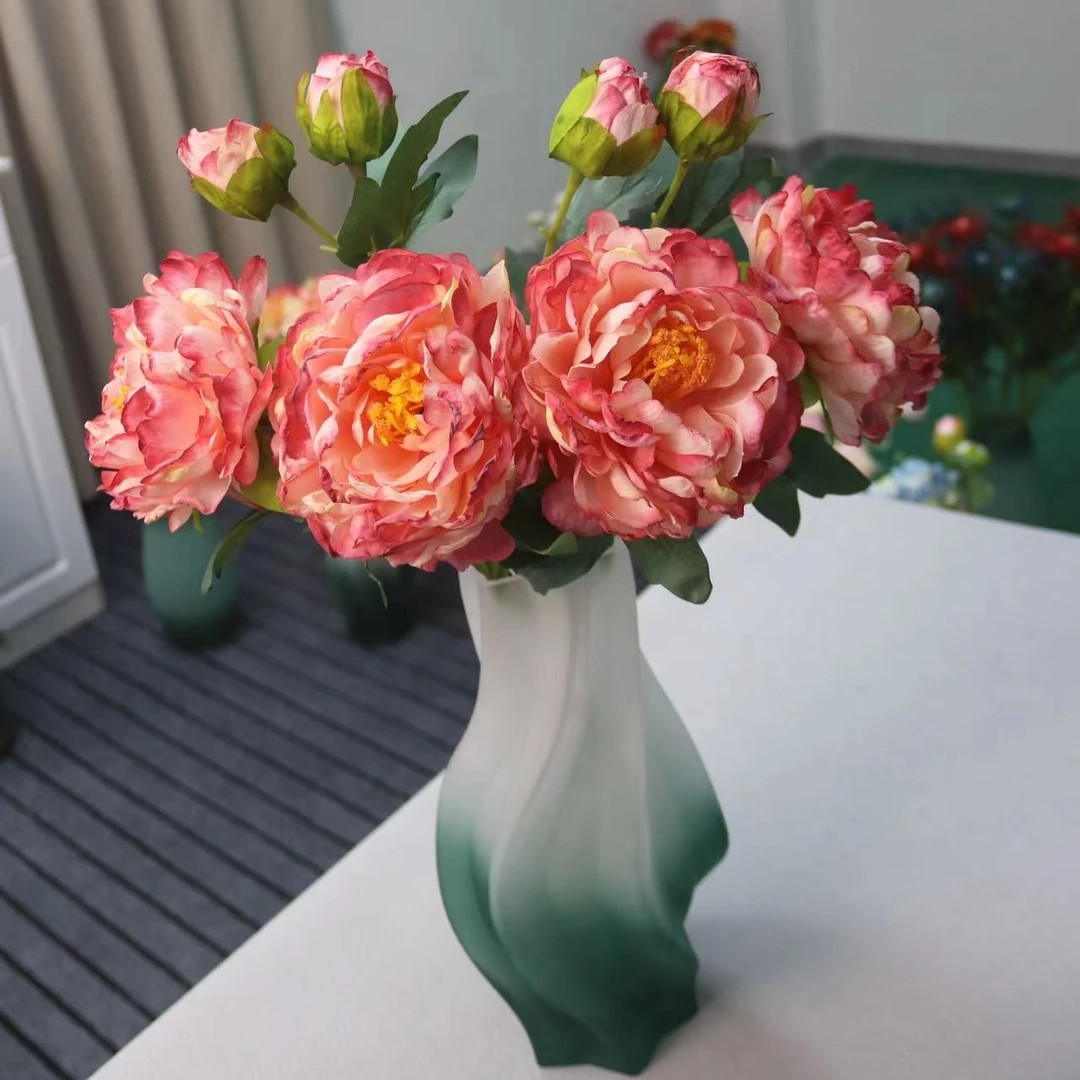 十津高档牡丹花仿真花假花假 牡丹花装饰客厅手工客厅摆件粉色
