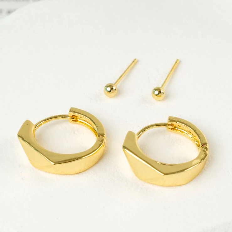 气质时尚百搭小众金色ins冷淡风复古极简轻奢法式耳环 925银耳扣