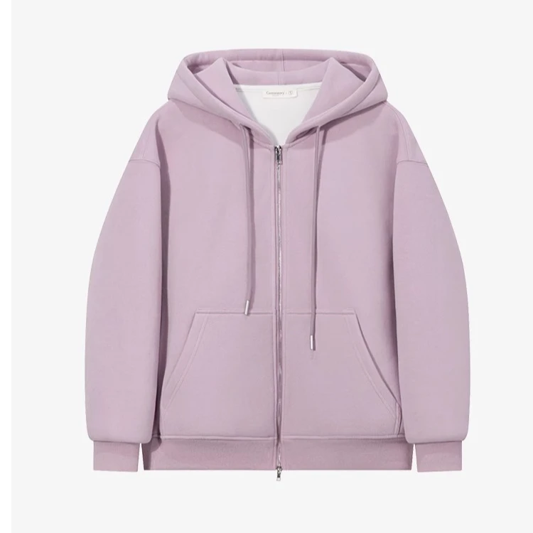 羊城故事-经典宽松加绒双头长袖休闲拉链连帽卫衣外套Y41146680