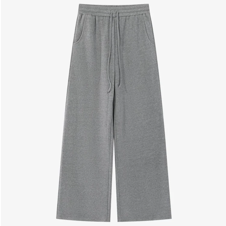 羊城故事-慵懒风加绒款休闲裤秋冬松紧腰抽绳宽松阔腿裤Y41045428