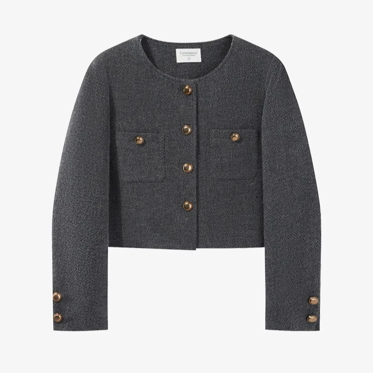 【现现专场】灰色小香风外套宽松秋季新款显瘦遮肉大衣Y40944934