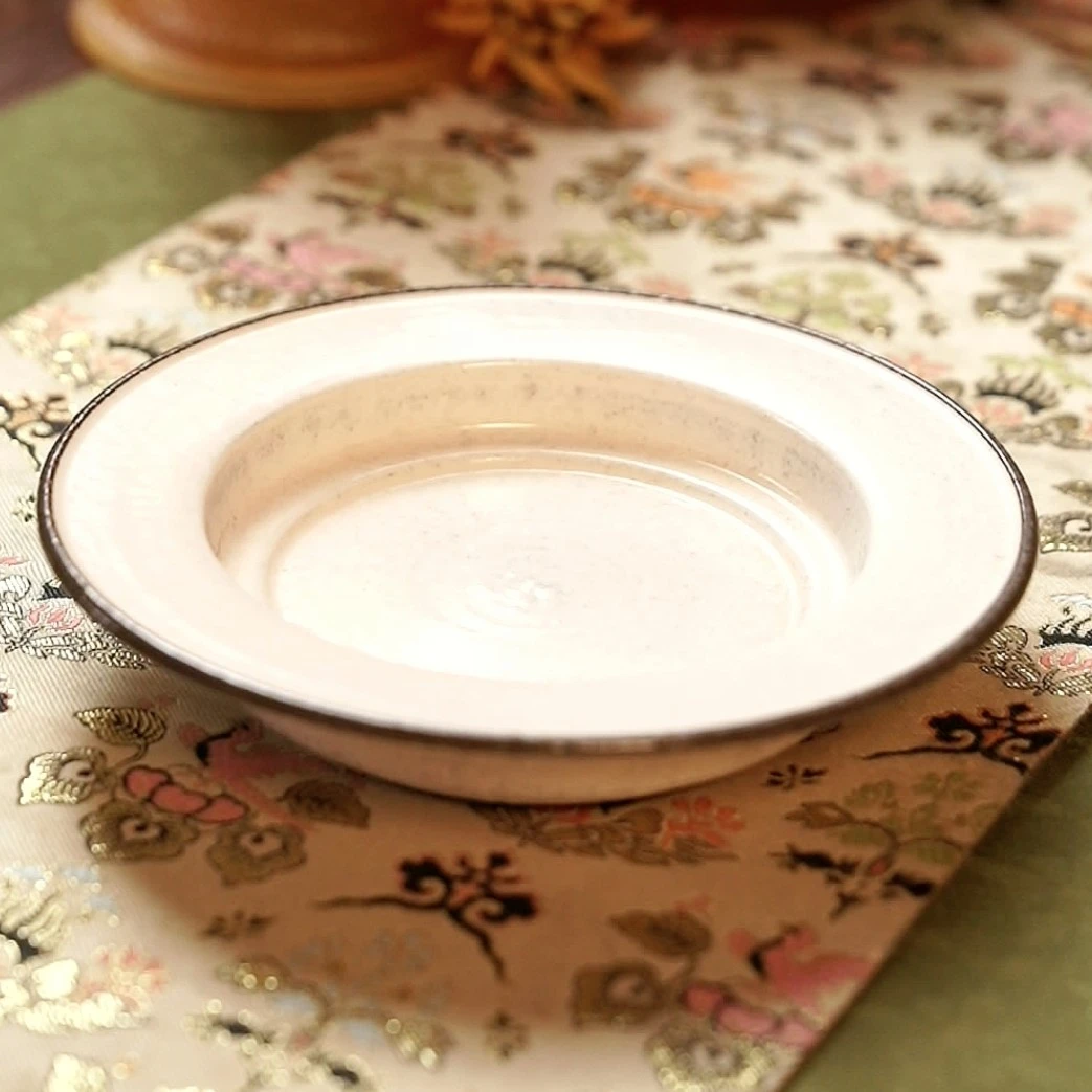 半斋 白粉引双线壶承